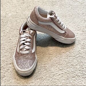 Blush Pink Glitter Vans Toddler ‘old skool’ Sz 11.5